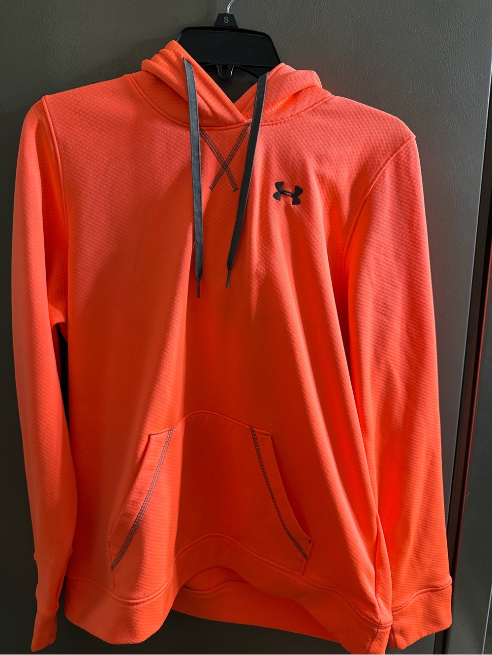 Under Armour Neon Orange Women's Hoodie with Gray Drawcords
